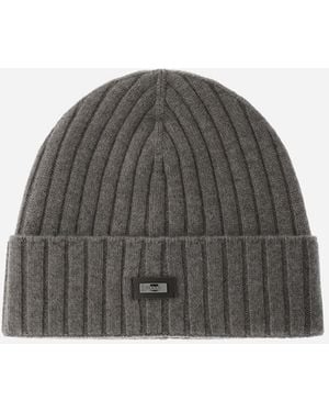 Herno English Rib Cashmere Beanie - Grey