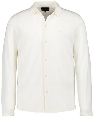 Emporio Armani Herren Cardigan Schurwolle Unifarben - Weiß