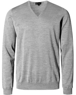 John Smedley Herren V-Pullover Unifarben - Grau