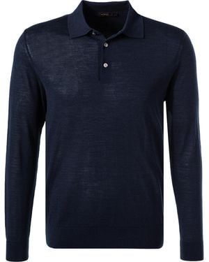 Windsor. Herren Pullover Wolle-Seide Unifarben - Blau