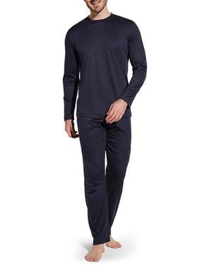 Zimmerli of Switzerland Herren Pyjama Baumwolle & Mix Unifarben - Blau