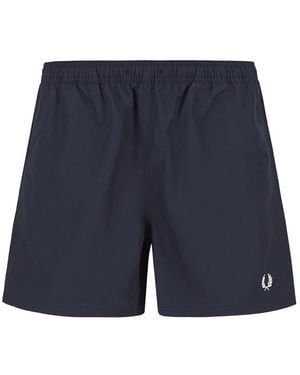 Fred Perry Herren Badeshorts Mikrofaser Unifarben - Blau