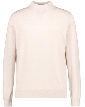 Baldessarini Herren Pullover Merinowolle Unifarben - Natur