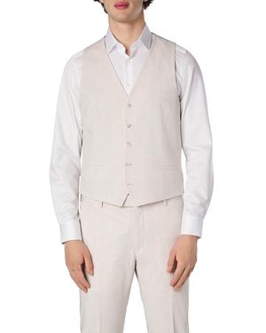 Strellson Herren Weste Meliert Slim Fit - Weiß