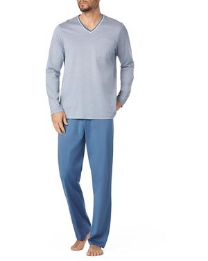 Novila Herren Pyjama Reine Baumwolle Gemustert - Blau