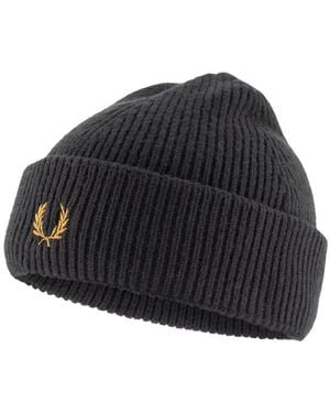 Fred Perry Herren Mützen/Caps/Hüte Woll-Stoff - Schwarz