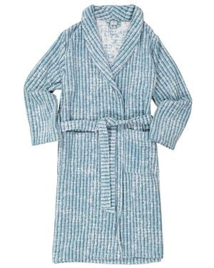 LASA Herren Bademantel Gemustert - Blau