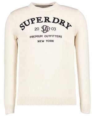 Superdry Herren Pullover Motiv - Weiß