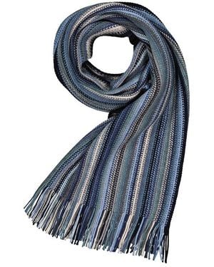 Eagle Herren Schal Schur-Wolle Gestreift - Blau