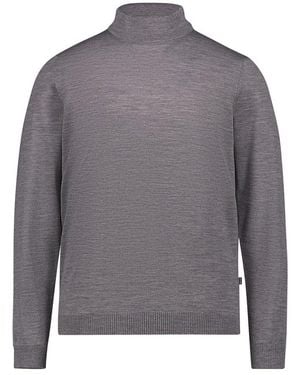 Maerz Herren V-Pullover Merinowolle Unifarben - Grau
