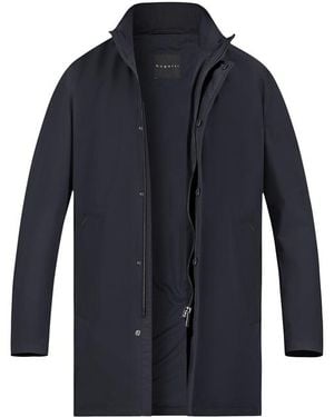Bugatti Herren Mantel Mikrofaser Unifarben - Blau