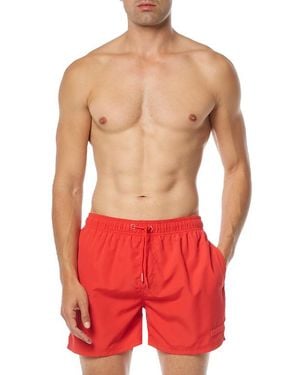 Bruno Banani Herren Badeshorts Unifarben - Rot