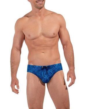Hom Herren Badeslip Elasthane Gemustert - Blau