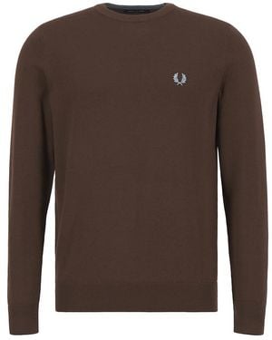 Fred Perry Herren Pullover Wolle Unifarben - Braun