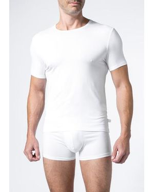 Derek Rose Herren T-Shirt Mikrofaser/Funktion Unifarben - Weiß