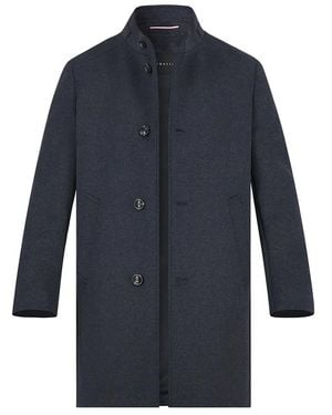 Bugatti Herren Mantel Wolle Meliert - Blau
