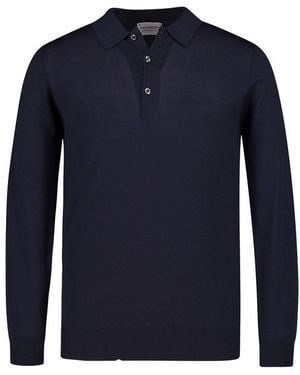 John Smedley Herren Pullover Merinowolle Unifarben - Blau