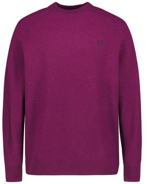 Fred Perry Herren Pullover Merinowolle Unifarben - Lila