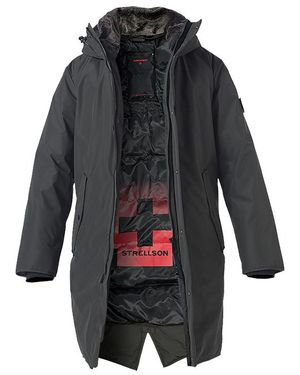 Strellson Herren Parka Mikrofaser Unifarben - Schwarz