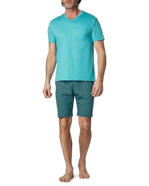 CALIDA Herren Pyjama Jersey-Baumwolle Unifarben - Blau
