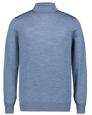 Maerz Herren Pullover Merinowolle Unifarben - Blau