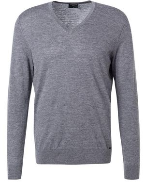 Olymp Herren V-Pullover Unifarben - Blau