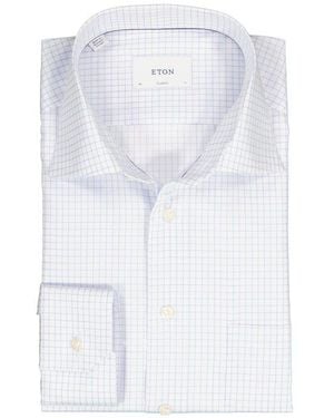Eton Herren Hemd Blau,Weiß Kariert