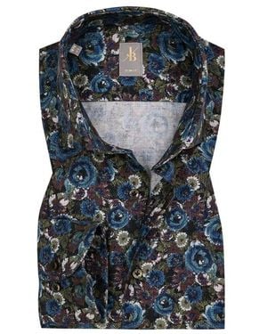 Jacques Britt Herren Hemd Flanell Slim Fit - Schwarz