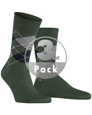 Burlington Herren Socken Baumwolle & Mix Gemustert - Grün