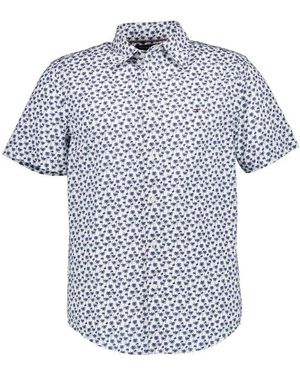 Tommy Hilfiger Herren Kurzarmhemd Gemustert - Blau