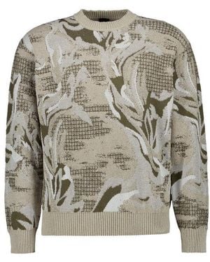 BOSS Herren Pullover Gemustert - Grau