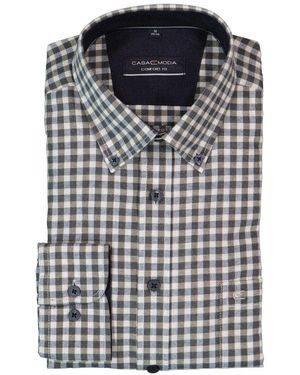 CASA MODA Herren Hemd Kariert Comfort Fit - Grün