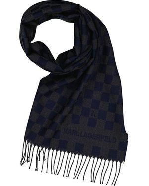 KARL LAGERFELD Herren Schals Blau,Grau Woll-Stoff