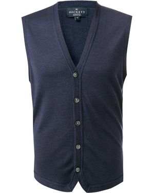 Hackett Herren Strickweste Unifarben - Blau