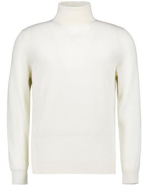 Strellson Herren Rollkragenpullover Merinowolle Unifarben - Weiß