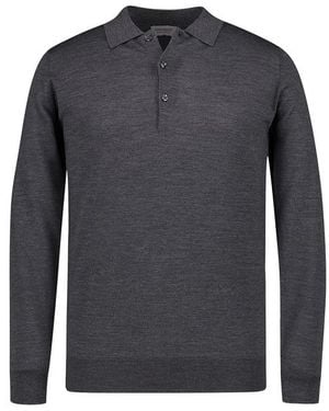 John Smedley Herren Pullover Merinowolle Unifarben - Blau