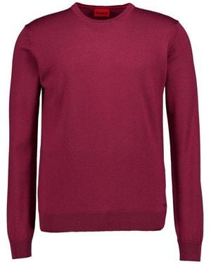 HUGO Herren Pullover Unifarben - Rot