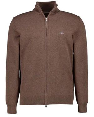 GANT Herren Cardigan Baumwolle Unifarben - Braun