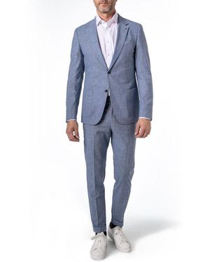 Strellson Herren Anzug Meliert Slim Fit - Blau