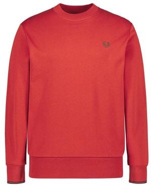 Fred Perry Herren Sweatshirt Baumwolle Unifarben - Rot