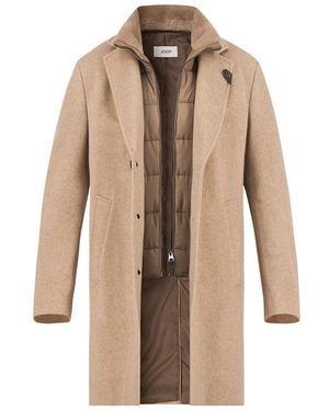 Joop! Herren Mantel Wolle Unifarben - Natur