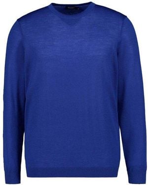 Maerz Herren Pullover Merinowolle Unifarben - Blau