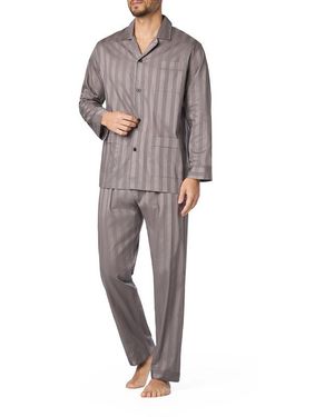 Novila Herren Pyjama Baumwolle Gestreift - Grau