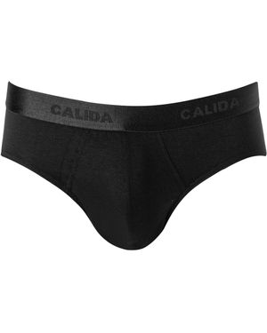 CALIDA Herren Slips Baumwolle & Mix Unifarben - Schwarz