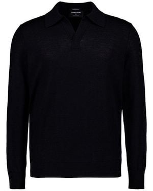 Strellson Herren Pullover Merino Unifarben - Blau