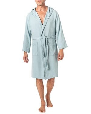 LASA Herren Bademantel Gemustert - Blau