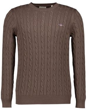 GANT Herren Pullover Baumwolle Unifarben - Braun