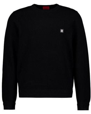 HUGO Herren Pullover Unifarben - Schwarz