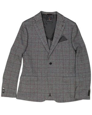 Zuitable Herren Sakko Jersey Kariert - Grau