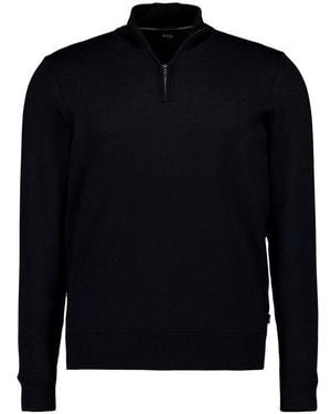 BOSS Herren Pullover Unifarben - Blau